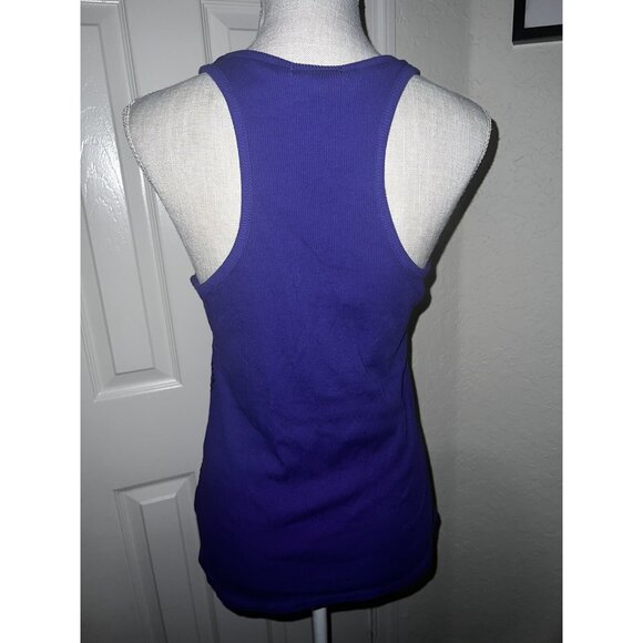 Glo Womens XL Purple Racerback Tank Top With Sequined Stripes - Picture 4 of 7